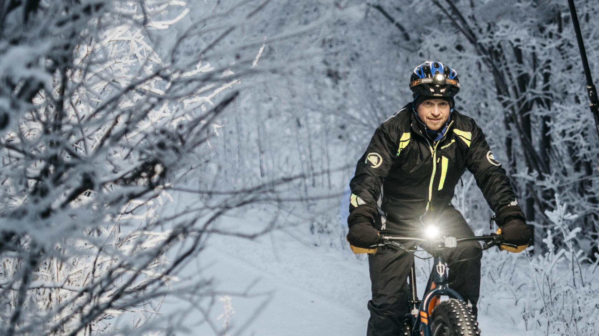 Cyclist with Headlight